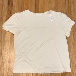 NEW cream ruffle sleeve loft knit shirt XL